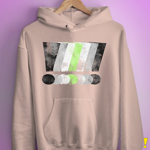 Agender Pride Grunge Exclamation Points Hoodie - Light Pink